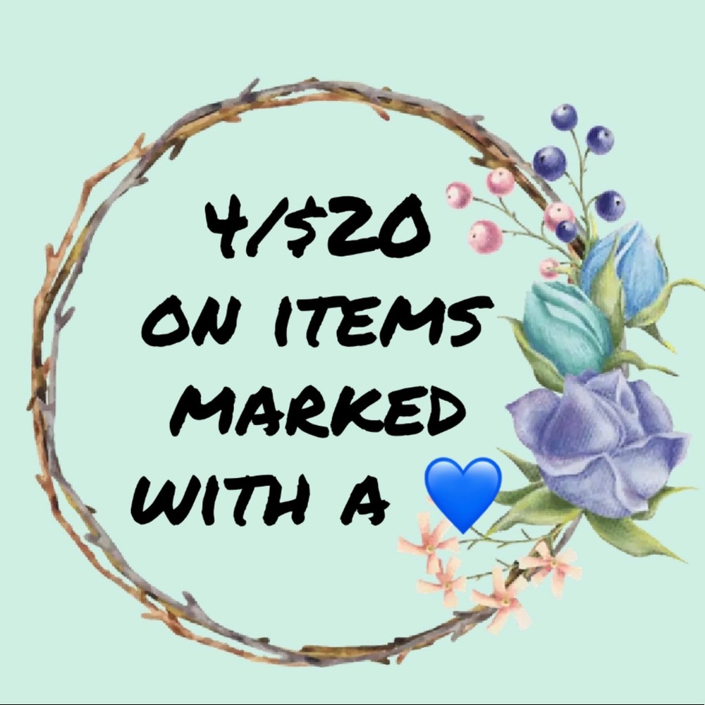💙 4/$20 on items marked with a 💙